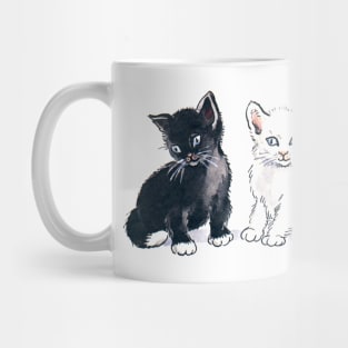 Cute Vintage Kitten Cat Watercolor Illustration Mug